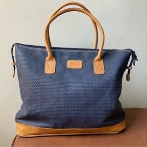 Oleg Cassini | Vintage Two Toned Leather Vinyl Textured Tote Bag